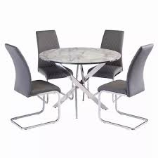 Round Glass Top Dining Table 4 Chairs