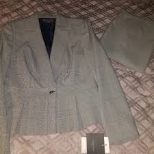 Liz Claiborne 2 Piece Skirt Suit Gray Navy Combo Nwt