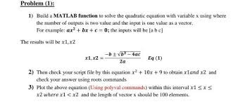 Build A Matlab Function To Solve The