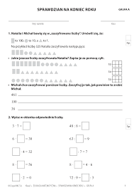 Sprawdzian na koniec roku klasa 3 - część matematyczna - Pobierz pdf z  Docer.pl