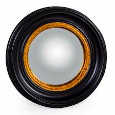 Small Black Gold Round Mirror Black