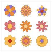 60s flowers vector art icons and
