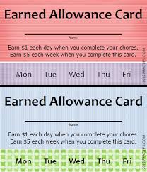 Earned Allowance Cards Great Idea To Motivate Your Kids
