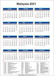 Kalender januar 2021 als kostenlose vorlagen für pdf zum download und ausdrucken. Malaysia Calendar 2021 With Holidays Free Printable Template Printable The Calendar