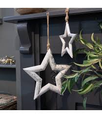 Large Silver Wooden Star Hanging