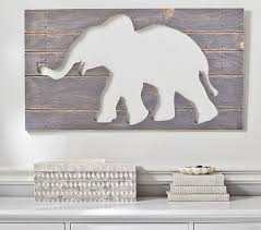 Elephant Cutout Gray Wood Plaques Art