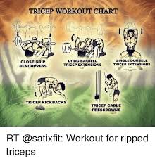 Tricep Workout Chart Lying Barbell Single Dumbell Close Grip