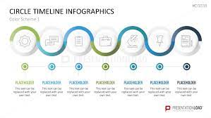 Moderne formensprache trifft auf anschaulichkeit. Powerpoint Infografik Vorlage Timeline Kreise Presentationload