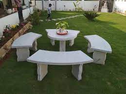 Natural Stone Garden Bench Table Set