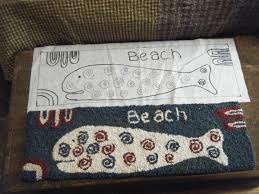 prim beach whale rug hooking pattern on