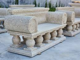 Durable Granite Garden Bench With Back