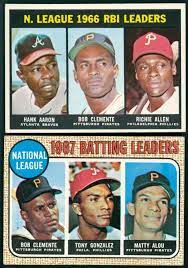 From wikimedia commons, the free media repository. Lot Of 2 Vintage Baseball Cards With 1967 Topps 242 Nl Rbi Leaders Hank Aaron Bob Clemente Ri