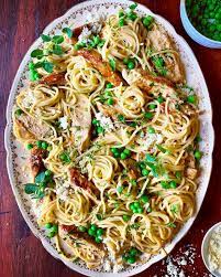 Chicken Alfredo With Spaghetti Noodles gambar png