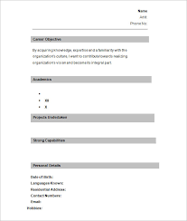 Resume Format for Freshers Bca Resume Doc Format  Sample Resume for Bca Freshers 