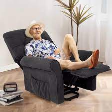 costway power lift recliner chair sofa for elderly w side pocket black