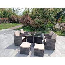 Eton Rattan Garden 8 Seater Cube Set In