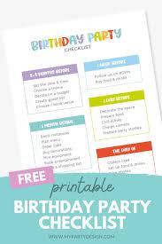birthday party checklist free