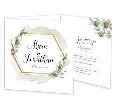 Beautiful Botanical Tri Fold Wedding Invite With Rsvp Sample