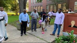 Dads Lined Elementary School Walkway To Welcome Students