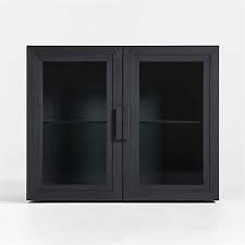 Calypso Black Ebonized Wood Glass Door