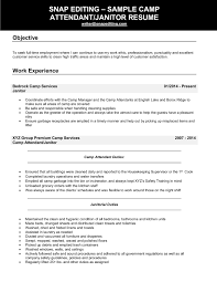 Camp Attendant Janitor Resume