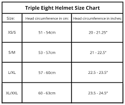Triple 8 Certified Sweatsaver Helmet Size Chart
