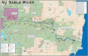 Amazon Com Au Sable River Michigan 11x17 Fly Fishing Map