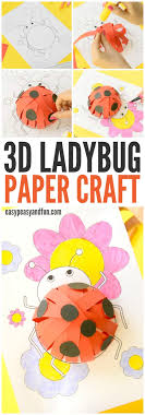 3d Paper Ladybug Craft With Template Easy Peasy And Fun