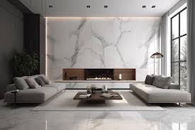 modern living room with sleek marble