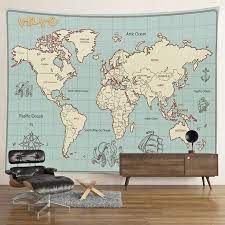 Athvotar World Map Tapestry Wall