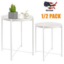 2pack Metal Tray Table Round End Table