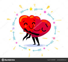 funny cute flat cartoon hearts