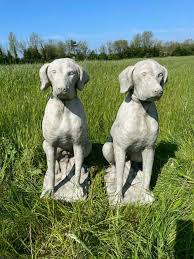 Stone Hunting Hound Dog Pointer Statues