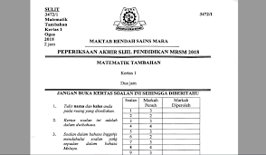 Soalan dan jawapan kertas 2 matematik upsr via www.slideshare.net. Soalan Percubaan Spm 2018 Matematik Tambahan Mrsm Kelantan Kedah Selangor Skema Jawapan Sayidahnapisahdotcom