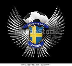 Fotboll logo design template, identitet för fotbollemblemlag. Sverige Fotboll Bal Boll Over Sverige Svart Fond Fotboll Canstock
