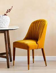 1 of 2 vintage chair // mustard yellow dining chair // 1960s yugoslavia lacquered wood and mustard upholstery chair yugovicheva 5 out of 5 stars (754) $ 165.34. Scalloped Mustard Velvet Dining Chair Rose Grey