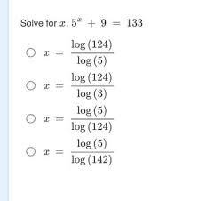Solve For X 5 9 133 Log 124 Log