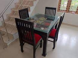 Square Wooden Small Dining Set 4 Seater