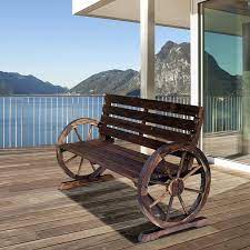 Tunearary Wooden Wagon Wheel Bench