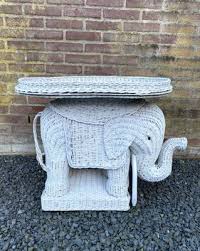 Wicker Elephant Garden Stool For