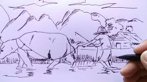 Unik petani ini bernyanyi sambil membajak sawah dengan kerbau. Cara Menggambar Bajak Sawah Youtube