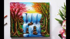 Step Waterfall Landscape Painting
