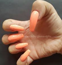 24 false nails neon pink peach gel
