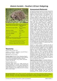 Carnivores don't deserve to be the best. Pdf A Conservation Assessment Of Atelerix Frontalis The 2016 Red List Of Mammals Of South Africa Swaziland And Lesotho