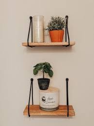 Wood Wall Shelf With Hanging Wire