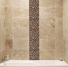 A walnut background with a mixture of light brown and dark brown movement throughout enhances this elegant bathroom tile design. Classic Kremna Honed Filled Travertine 600x400 Tile Giant