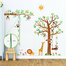8 Little Monkeys Tree Height Chart Wall Stickers