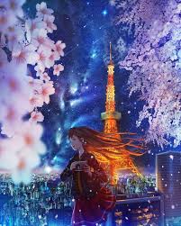 Meski atmosfer di tokyo telah berubah drastis. Anime Girl Tokyo Tower Scenic Sakura Blossom Cityscape Night Anime Tokyo Tower 650x813 Download Hd Wallpaper Wallpapertip