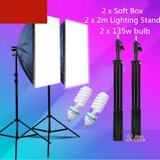 Photography Lighting Softbox Lighting Kit Continuous Photo Video Lighting System And 135w 5500k Bulb Professional Video Lights Equipment For Youtube Filming Portrait Photo Shooting 2pcs Photography On Carousell