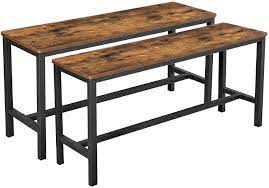 For an unexpected approach to seating in the dining room, pair your table with a bench. Vasagle Dining Table Benches Set Of 2 Kitchen Benches Dining Table Dining Table 108 X 32 5 X 50 Cm Kitchen Dining Room Sturdy Iron Frame Industrial Design Vintage Dark Brown Ktb33x